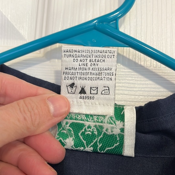 Quacker Factory Navy Blue Ramie Tunic Blouse w/ Embroidered Daisies Women’s 1X - Picture 11 of 14